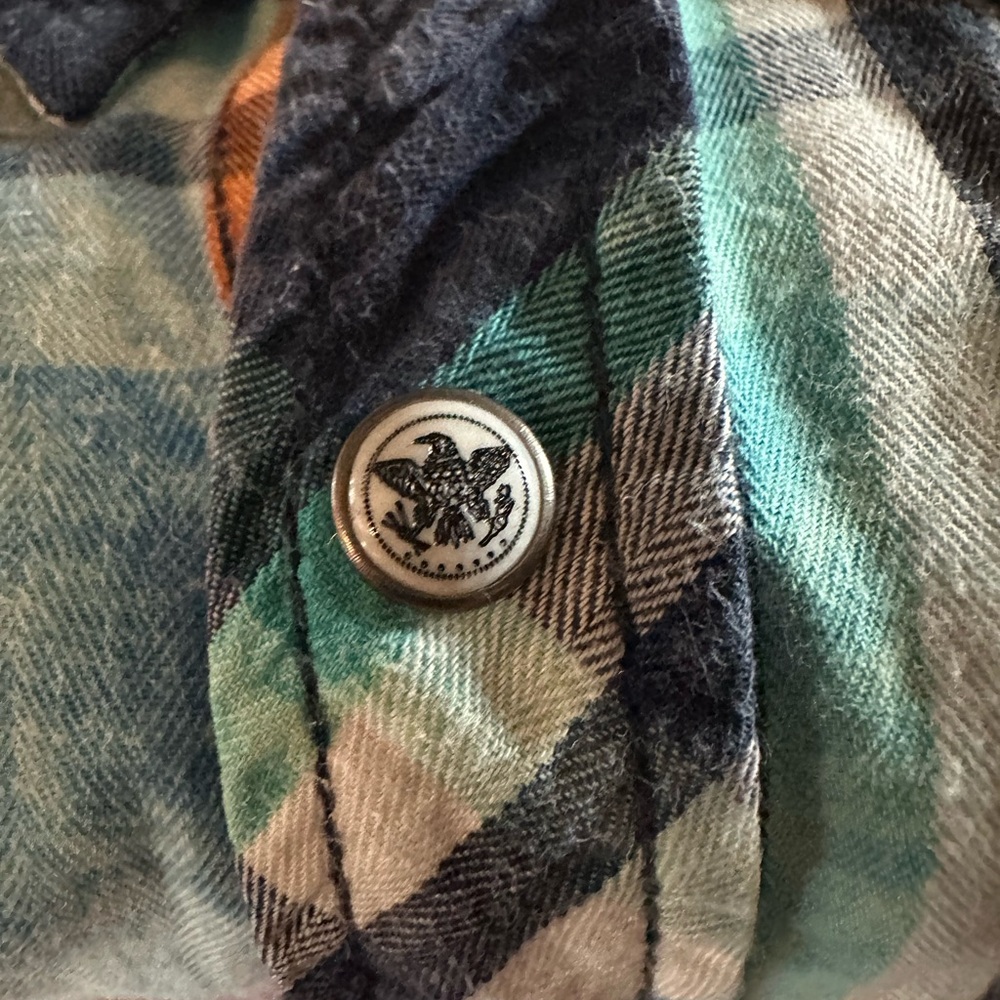 Affliction Men's Blue and Red Plaid Snap Down Shirt - Picture 9 of 9